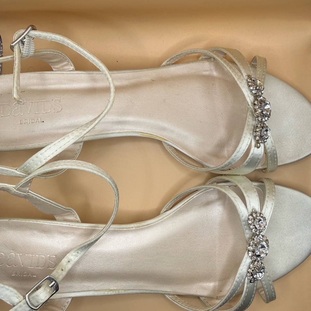 David's Bridal dyed light Ivory Sandals with Rhinestone Detail - Picture 6 of 13